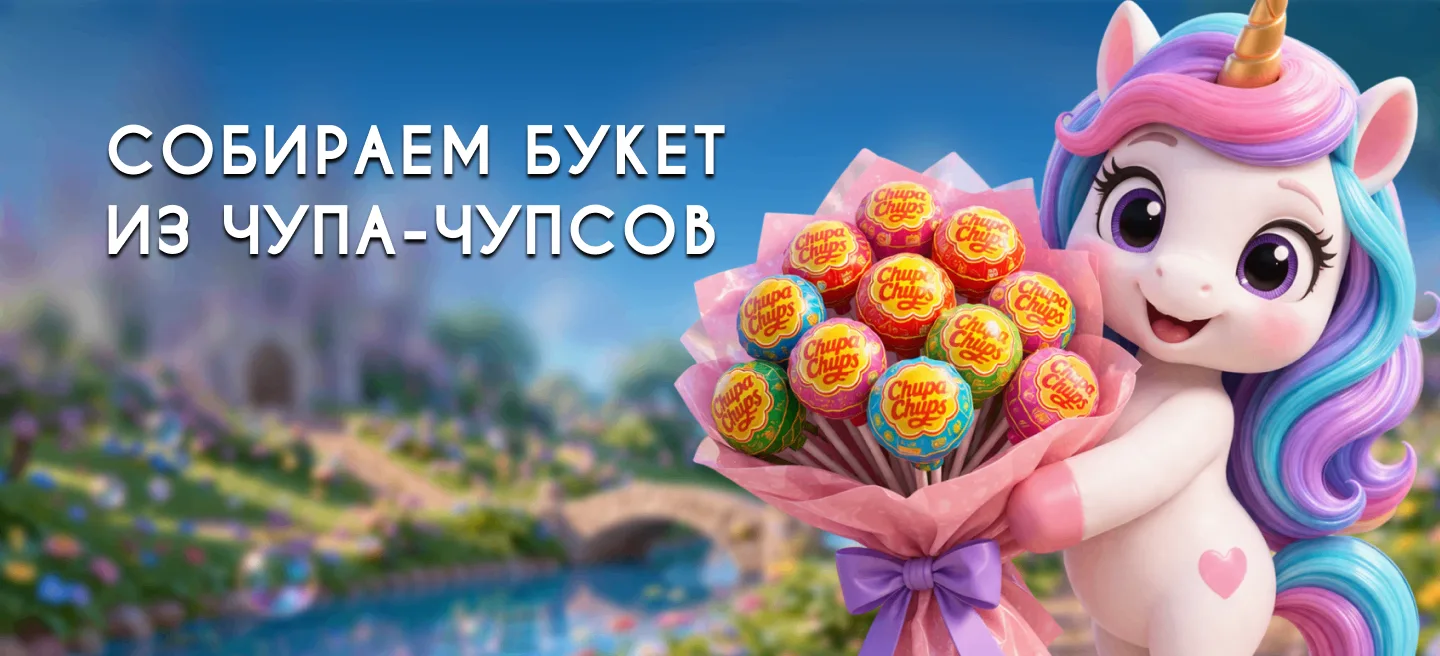 Собираем букеты из чупа-чупсов!